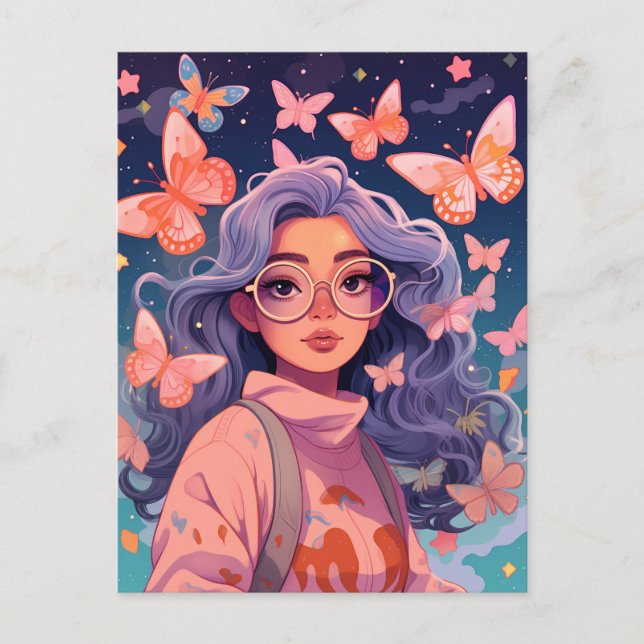 Verzauberter Schmetterlingstraum Postkarte (Vorderseite)