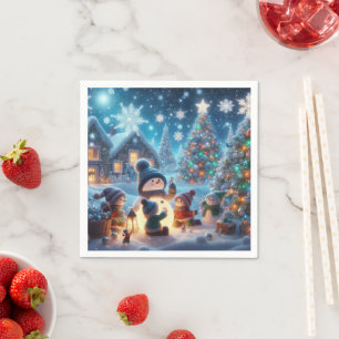 Verzauberter Schneemann Weihnachtsserviette Serviette