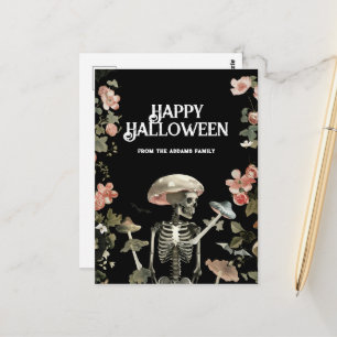 Verzauberter Skelettgarten Floral Frohes Halloween Postkarte