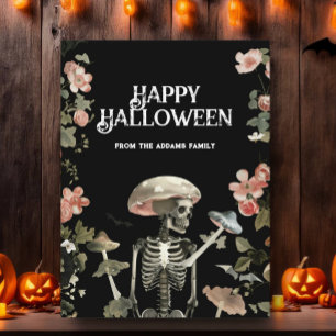 Verzauberter Skelettgarten Floral Frohes Halloween Postkarte