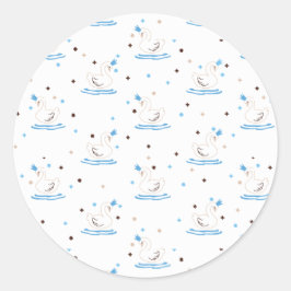 Verzauberter Swan Lake Fairy Tale Crowned Swan Runder Aufkleber