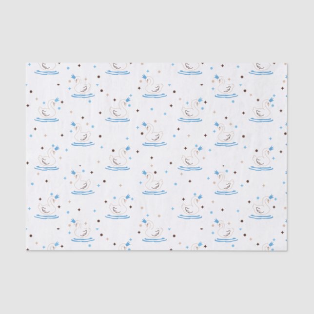 Verzauberter Swan Lake Fairy Tale Crowned Swan Seidenpapier (Vorderseite)