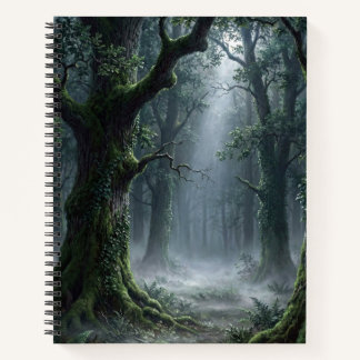 Verzauberter Urwald | Nebeliger Waldsonnenlicht Notizbuch