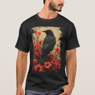 Verzauberter Vintage-Blumenkrähe T-Shirt