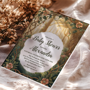 Verzauberter Wald-Baby-Shower Acryleinladungen