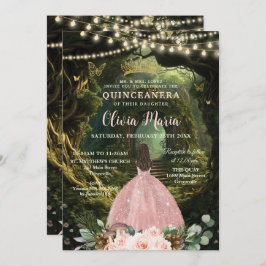 Verzauberter Wald Blütenblüte Quinceañera Süß 16 Einladung