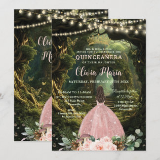 Verzauberter Wald Blütenblüte Quinceañera Süß 16 Einladung