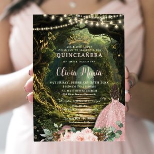 Verzauberter Wald Blütenblüte Quinceañera Süß 16 Einladung