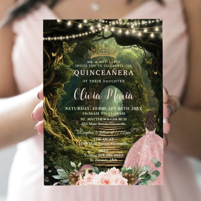 Verzauberter Wald Blütenblüte Quinceañera Süß 16 Einladung (Von Creator hochgeladen)