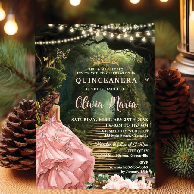 Verzauberter Wald Blütenblüte Quinceañera Süß 16 Einladung (Von Creator hochgeladen)