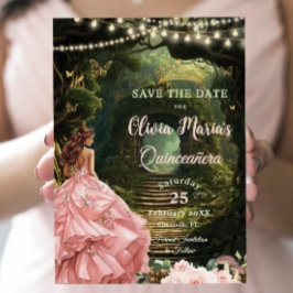Verzauberter Wald Blütenblüte Quinceañera Süß 16 Save The Date