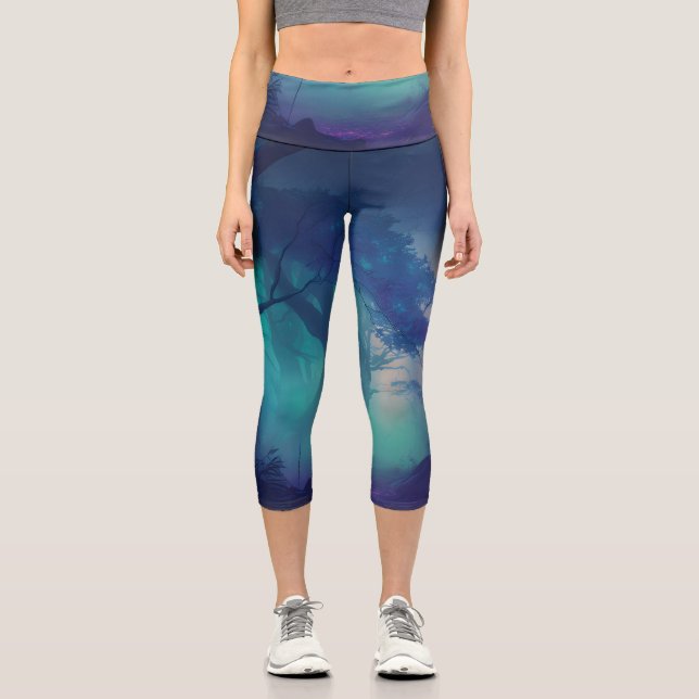 verzauberter Wald Capri Leggings (Vorderseite)