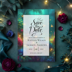 Verzauberter Wald der strahlenden Juwelen Hochzeit Save The Date