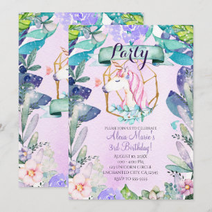 Verzauberter Wald Fantasy Magische Einhorn-Party Einladung