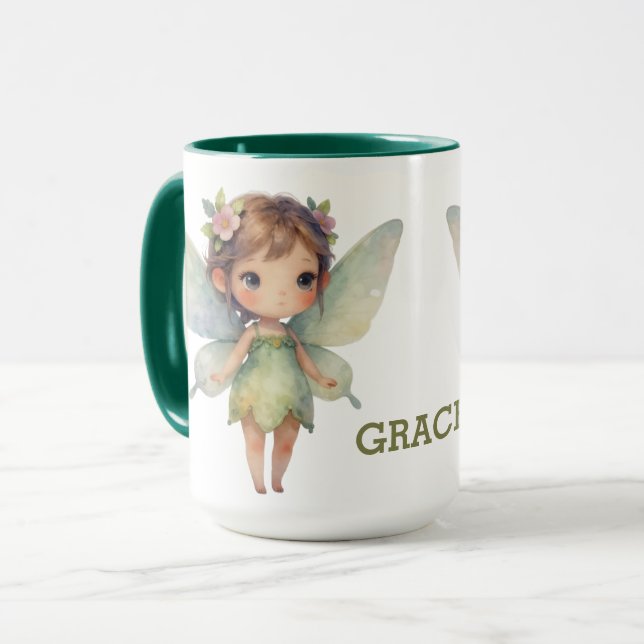 Verzauberter Wald Fee: pastellgrüner Sprite Tasse (Vorderseite Links)