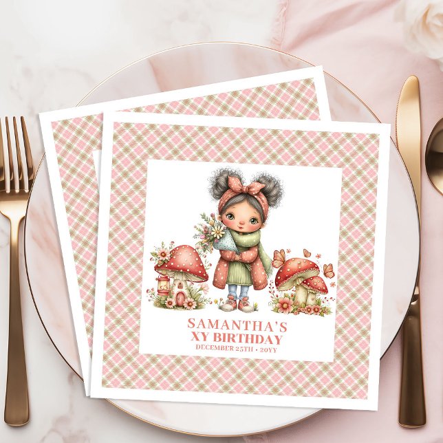 Verzauberter Wald Fee Pink Geburtstagsfeier Serviette (Enchanted Forest Fairy Pink Birthday Celebration Napkins)