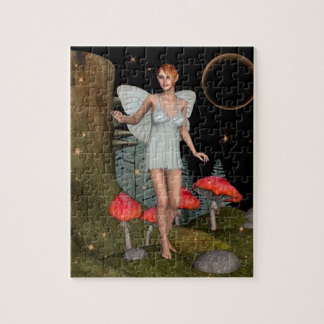 Verzauberter Wald Feenpilz Fantasy Kunst Puzzle (Vertikal)