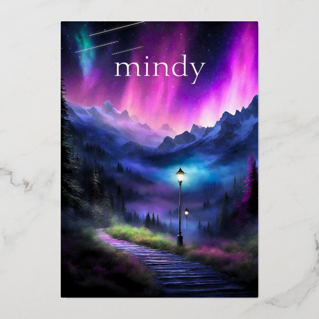 verzauberter Wald Folieneinladung (Vorderseite)