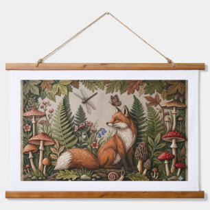 Verzauberter Wald Fuchs Holzbespannte Wandteppich Mit Holzrahmen