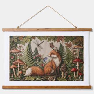 Verzauberter Wald Fuchs Holzbespannte Wandteppich Mit Holzrahmen