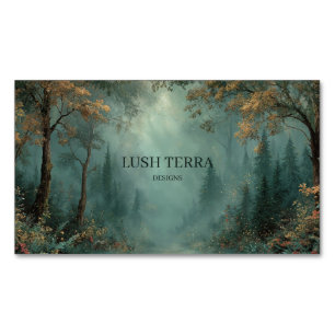 Verzauberter Wald Gold Glanz Türkis Nebel Magnetische Visitenkarte