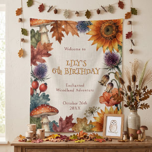 Verzauberter Wald Herbst Pilz Floral Geburtstag Wandteppich