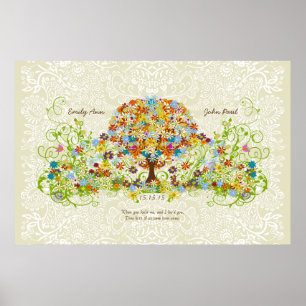 Verzauberter Wald Kreis der Liebe Hochzeitsbaum Poster