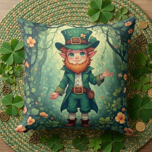 Verzauberter Wald Leprechaun Glückskind Kinderzimm Kissen