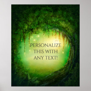 Verzauberter Wald & Lichter Rustikale Hochzeitswan Poster