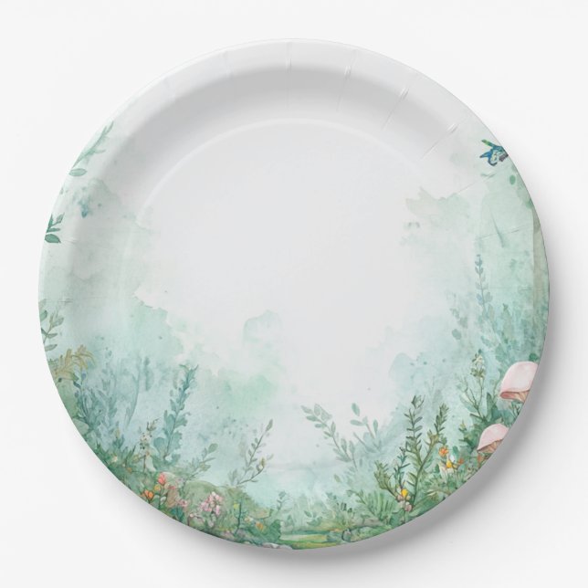 Verzauberter Wald Märchenwald Baby Shower Pappteller (Vorderseite)