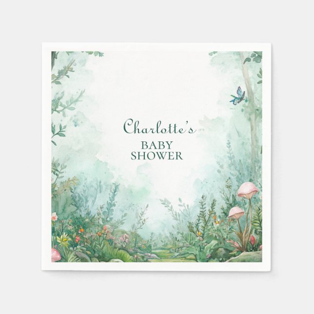 Verzauberter Wald Märchenwald Baby Shower Serviette (Vorderseite)