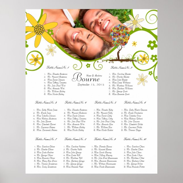 Verzauberter Wald Patchwork Blumen Märchen Baum Poster (Vorne)