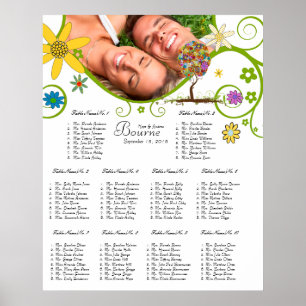 Verzauberter Wald Patchwork Blumen Märchen Baum Poster