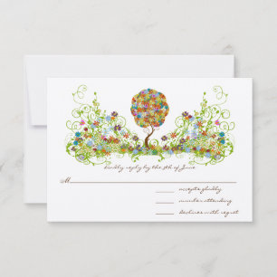 Verzauberter Wald Patchwork Blumen Märchen Baum RSVP Karte