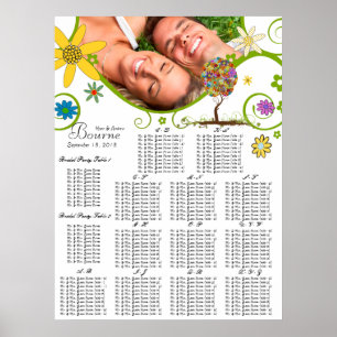 Verzauberter Wald Patchwork Blumenmärchenbaum Poster