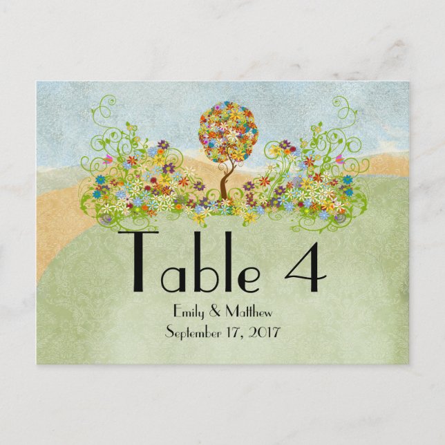 Verzauberter Wald-Patchwork-Blumenmärchenbaum Postkarte (Vorderseite)