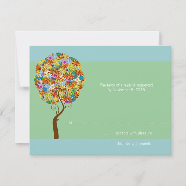 Verzauberter Wald Patchwork Blumenmärchenbaum RSVP Karte (Vorderseite)