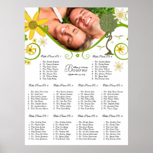 Verzauberter Wald Patchwork Blumiges Märchen Baum Poster