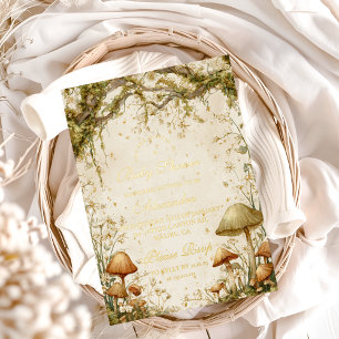 Verzauberter Wald Pilz Baby Shower Folieneinladung