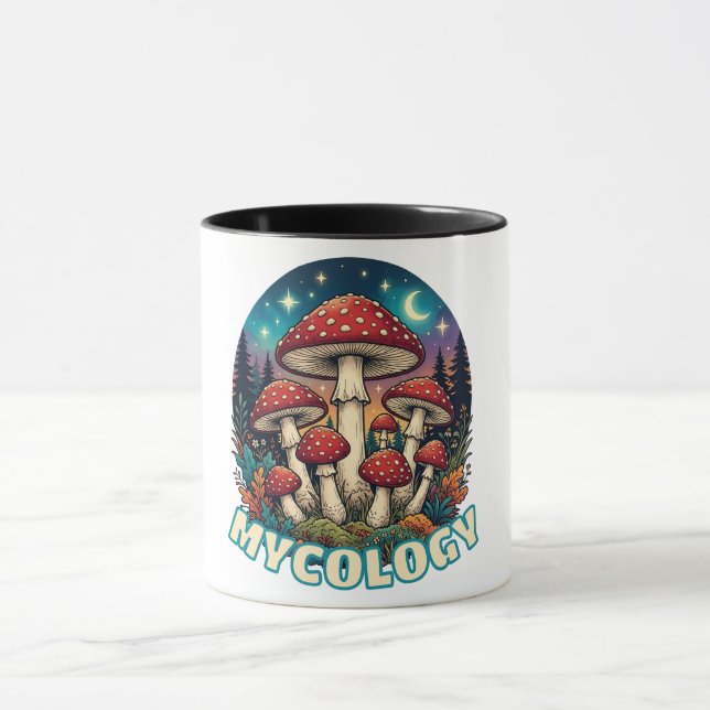 Verzauberter Wald Pilz Kunst Tasse (Zentrum)