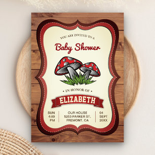 Verzauberter Wald Pilze Baby Shower Einladung
