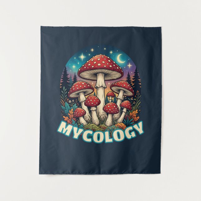 Verzauberter Wald Pilzkunst Wandteppich (Vorderseite)
