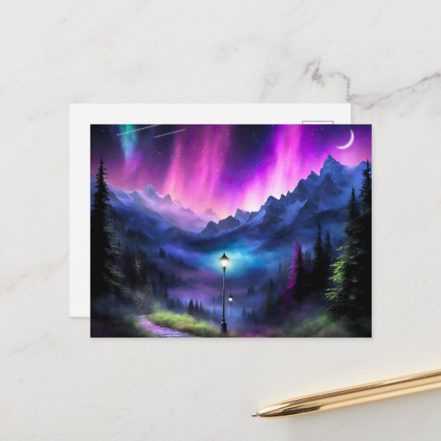 verzauberter Wald Postkarte (Vorderseite/Rückseite Beispiel)