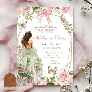 Verzauberter Wald Sage Blush Pink Sweet 16 Kokette Einladung