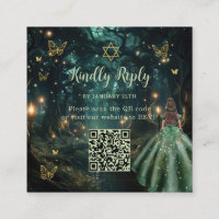 Verzauberter Wald Smaragdgrüne Bat Mitzvah QR RSVP