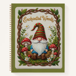 Verzauberter Wald Stickerei Waldgarten-Zwergen-Jou Notizbuch