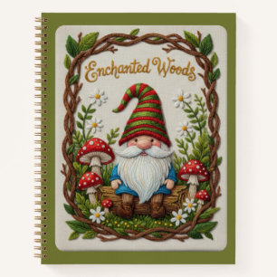 Verzauberter Wald Stickerei Waldgarten-Zwergen-Jou Notizbuch