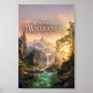 Verzauberter Wald Vertikales Poster Hirsch Kunst