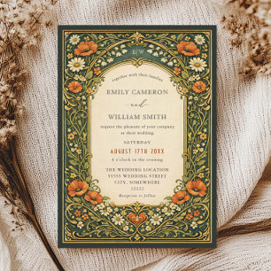Verzauberter Wald Vintage Art Nouveau Hochzeit Einladung