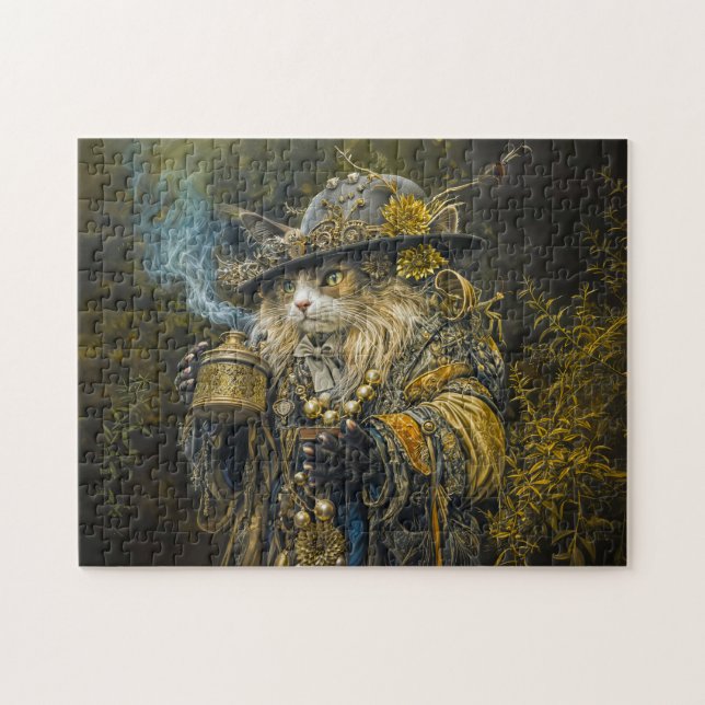 Verzauberter Waldalchemistenkater Puzzle (Horizontal)